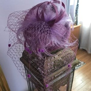 Lavender Fascinator Hat with Mesh face net
